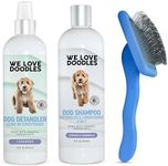 We Love Doodles Large Slicker Brush, USDA Organic Detangler Spray & Dog Shampoo Kit - Easily Get Rid of Tangles, Knots & Mats On Your Dog