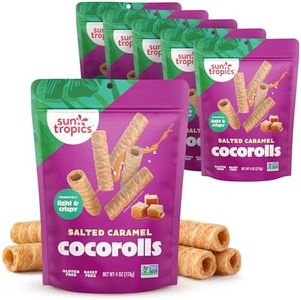 Sun Tropics CocoRolls Salted Caramel Flavor- 6 count, 4 oz each | Crisp Rolled Wafer Cookies, Coconut Rolls Made With Pure Coconut Cream | Gluten Free & Dairy Free Coconut Wafer Snack