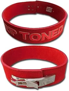 Weight Lifting Belt by Rip Toned - 10mm 4-Inch Leather Lever Belt - Bonus Lifting Straps for Men & Women - Back Support for Weightlifting, Powerlifting, Bodybuilding (Red, XXXL)