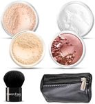 6pc FULL SIZE KIT KABUKI & KABAGGIE Tote Mineral Makeup Set Matte Foundation Bare Face Sheer Powder Cover (Fair 1)
