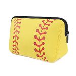 Softball Makeup Bag Pouch Gifts for Women Neoprene Waterproof Travel Cosmetic Bag Girls Zipper Organizer Pouch Soft Printing Toiletry Bag Pencil Case Storage