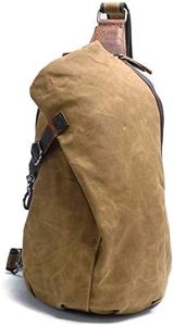 Men's Sling Backpack Waxed Canvas Crossbody Bag Casual Daypacks, Khaki, One_Size, Sling Backpacks