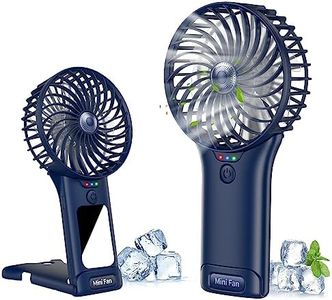 Ventilateur Portable à Main, Ventilateur Silencieux Mini Rechargeable par USB, Ventilateur de Poche Personnel avec Miroir, à Piles à 4 Vitesses pour Bureau et Voyage