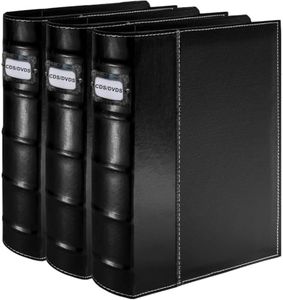 Salajory 3 Pack CD DVD Storage Binder with Zipper - Holds 168 Discs & 84 Booklet Pockets & 168 Tag Slots, High-end PU Leather Cover for Blu-ray Movies, Music CDs, Audio Disks, Portable Media Organizer
