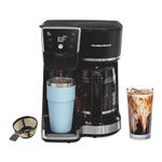 Hamilton Beach 2-Way Programmable Iced/Hot Coffee Maker, Single Serve & 12 Cup Drip Coffee Maker, AquaFlow Showerhead, 6 Brew Settings, Glass Carafe, Black (47500J)