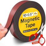 Any Surface Magnetic Tape (10 feet x 1/2 inch) - Super Sticky Magnet Strip with Adhesive Backing for DIY & Crafts - Easy to Cut and Mount on Fridges, Whiteboards & More