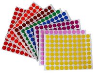 Kids Crafts Stickers Colorful Dots Labels 1.3CM (13mm) for Children Fun, Games, and Art - 2560 Pack, 8 Colors, 32 Sheets by Royal Green