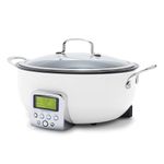 GreenPan Elite Essential Smart Electric 6QT Skillet Pot,Sear Saute Stir-Fry and Cook Rice, Healthy Ceramic Nonstick and Dishwasher Safe Parts, Easy-to-use LED Display, PFAS-Free, Cream White