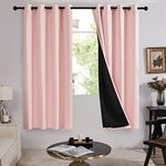 Deconovo 100% Blackout Curtain 72 Inches Long, Pink Curtain Sets, Total Sun Block, Noise Reducing, Thermal Insulated Window Drapes for Home Windows/Balcony/Kitchen (Set of 2, Crystal Pink,52W by 72L)