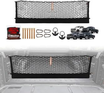 Muslogy Truck Bed Cargo Net Trunk Netting Compatible with 2015+ Ford F150 & 2017+ F250/F350/F450 (Snap-in Tie Down) Accessories, Pickup Cargo Organizer SUV Sedan Storage Net w/Heavy Duty Carabiners