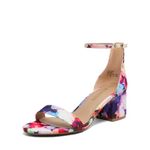 DREAM PAIRS Women's Low-Chunk Low Heel Pump Sandals with Ankle Strap,Size 9.5,Floral,Low-Chunk