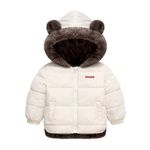 liangp Sales Clearance Toddler Girl Fleece Inner Hoodie Bear Ear Coat Warm Padded Jacket Zipper Boy Clothing Winter Outfit Thick Long Sleeve Girls' Jackets White