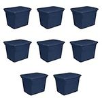 Sterilite 18 Gal Totes, 8 Pack, Marine Blue