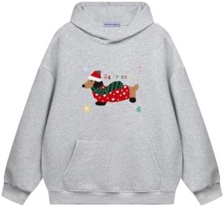 Aelfric Eden Cartoon Dog Hoodie Unisex Oversized Dachshund Graphic Grey XL