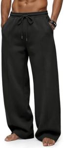 EFAN Mens Wide Leg Baggy Sweatpants Open Bottom Drawstring Pants Black XL