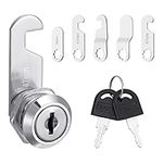 5/8 Inch Security Mailbox Lock, 16mm Letter Post Box Lock with 5 Different Lock Plates, Toolbox Door Cupboard Locks Tubular Cam Lock with 2 Keys for Furniture