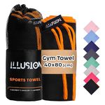 illusion Small Microfibre Gym Towel for Active Sports (40x80cm) - Lightweight Quick Dry Towel - Ideal for Cardio, Cycling, Strength Training, Yoga, and Running, Perfect for Athletes Training Outdoors