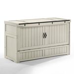 Night & Day Furniture Murphy Cube Cabinet Bed Queen – Solid Hardwood Fold-Out Guest Bed with 6” Gel Memory Foam Mattress – Vintage White w/Ranchero Hardware