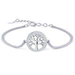 Tusuzik Tree of Life 925 Sterling Silver Bracelet for Women with Cubic Zirconia Jewelry Gifts for Women Mom Wife