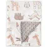 Boritar Baby Blanket Soft Minky with Double Layer Dotted Backing, Lovely Animals Printed 30 x 40 Inch