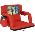 Alpcour Reclining Stadium Seat – Wide Bleacher Chair with Back Support and Cushion, Armrests, Side Pockets, and Bleachers Hook – Best Stadium Seats Chairs for Camping, Kayak, & Paddle Board Backs