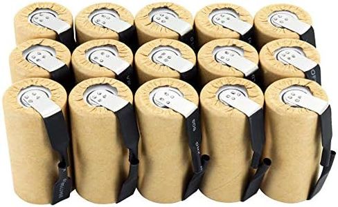 Tenergy NiCd SubC 2200mAh Paper Wrapped Rechargeable Battery Flat Top with Tabs, 15 Pack