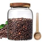 Glass Coffee Storage Jar with Lids Scoop Thicken Glass Coffee Canister Borosilicate Glass Food Containers for Ground Coffee Beans Nut Pasta Sugar Candy Spice Rice Loose Tea