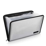 ENGPOW Expanding File Folder Important Document Organizer Fireproof and Waterproof Document Bag with A4 Size 13 Pockets Zipper Closure Non-Itchy Silicone Coated Portable Filing Wallet Pouch(Silver)