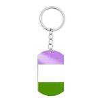 Nanafast Stainless Steel LGBTQ Pride Keychain Heart Gay Pride Keyring Rainbow Key Chain for Pride Month Parades and Events, Dog Tag Genderqueer, Dog Tag