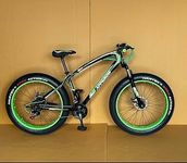 Appgrow Fat Tyre Cycle with 26 * 4.00 Fat Tyres with 21 Speed Gears with Dual Discs Front Suspension Fork for Age Group 12+,Unisex-Child,Mountain Bike,19 Inches Green