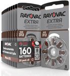 160 Hearing Aid Batteries Rayovac Extra 312. 20x8 Pack PR41 Brown Size