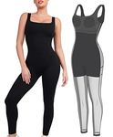 Popilush Shapewear Jumpsuit for Women Built In Shapewear Tummy Control Bodysuit Body Shaper Square Neck Sports Romper