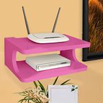 Furniture Cafe Set top Box Stand | WiFi Router Holder Wooden Wall Shelves | Setup Box Stand for Home | Wall Mount Stylish WiFi Router Holder TV Cabinet Living Room Furniture (Color-Pink)