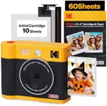 KODAK Mini Shot 4 ERA 4PASS 2-in-1 Instant Camera and Photo Printer (4x4) (Yellow, Camera + 70 Sheets)