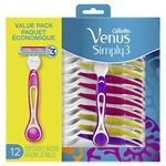 Venus Simply3 Women's Disposable Razors, 12 Count