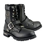 Milwaukee Leather Men's Black Leather Lace-Up Engineer Motorcycle Boots w/Buckles and Side Zipper MBM101-13