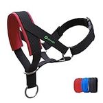 Dog Head Collar with Padded Fabric, Head Harness for Dogs, Anti pulling Head Halter Collar, Adjustable and Easily Control (L,Red)