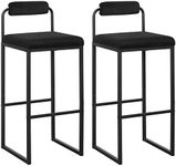 WOLTU Set of 2 Bar Stools with Footrest, Breakfast Stools with Backrest, Modern Design, Velvet and Metal Upholstered Kitchen Stools, Black BH343sz-2