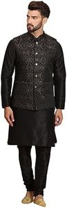 Ethluxis Silk Blend Men's Kurta Set With Nehru Bandhgala Jacket (42, Black)