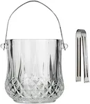 Lily's Home Glass Ice Bucket with Handle and Stainless Steel Tongs, Party Ice Bucket, Sparkling Ice Buckets, Wine, Beer, Champagne, Cocktail Bar, Mini & Portable, 1000ml, 4.62" L x 4.62" W x 8.5" H