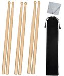 3 Pairs Drum Sticks,Classic Maple Wood 5A Drumsticks,Anti-Slip Handles Drum sticks,Classic Drumsticks Tip Drumstick with Carry Bag,Wood Tip Drumstick for Adults Kids and Beginners