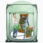 Porayhut Pop Up Greenhouse Tent,Portable X-Large Walk-in Flower House ,Indoor Outdoor Gardening Plant Sunshine Room with PE Mesh Cloth Cover for Protecting Plant from Cold Frost & Birds (3PE-Large)