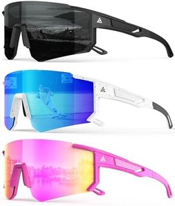 QALLY Polarized Sports Sunglasses for Men Women, UV400 Protection Mens Sunglasses Wrap Around Sun Glasses for Cycling Running
