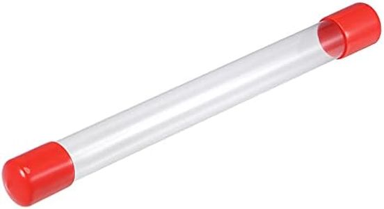 MECCANIXITY Clear Storage Tube 0.8" x 9"(20mm x 230mm) Lightweight for Bead Containers, Craft, DIY with Red Caps