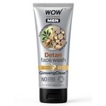 WOW Skin Science MEN KOREAN GINSENG + KOJIC ACID Detan Face Wash Gel | Reduces Tan & Dark Spots | GinsengClear™ Technology | Gentle Exfoliation | No Sulphates, Parabens or Silicones | 100ml