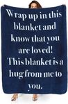 Bedsure Get Well Soon Gifts for Women - After Surgery Blanket with Inspirational Words Sympathy Gift for Men Hug Soft Fleece Healing Blanket Navy 50x60 Inch