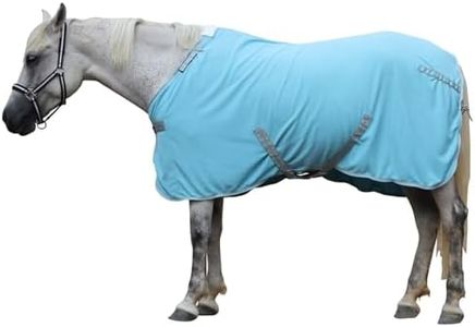 LEAFOREST Horse Fleece Blanket Polar Fleece Cooler Liner Soft Exercise Blankets for Horses Moisture Wicking Sheet in The Barn, Stable, Stall, Pasture, Paddock Blue 84 inches
