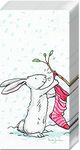 4 Ply Paper Pocket Handbag Tissues Hankies - Charming Snow Rabbits Anita Jeram Single Pack (10 tissues)