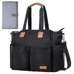 Lekebaby Large Diaper Bag Tote Bag for Mom, Multifunctional Baby Diaper Bag with Multi Pockets & Changing Pad & Stroller Straps, Black