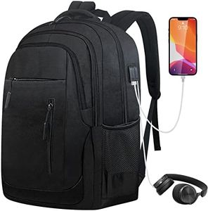Ogetok Mochila de viaje para hombres, mochilas para portátiles de negocios de 17,3 pulgadas, mochila informal para ordenador, mochila escolar para estudiantes universitarios con carga USB/conector